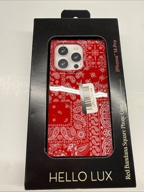 NEW Red Bandana Square Phone Case for iPhone 14 Pro Hello Lux